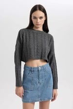 DeFacto Kadın Kargo Fit Jean Mini %100 Pamuk Etek