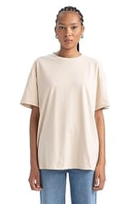 DeFacto Kadın Oversize Fit Bisiklet Yaka Kısa Kollu Tişört