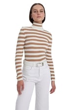DeFacto Kadın Slim Fit Çizgili Balıkçı Yaka Kazak
