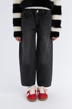 DeFacto Kız Çocuk Barrel Fit Bilek Boy Geniş Bol Paça Jean Pantolon