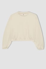 DeFacto Kız Çocuk Regular Fit Bisiklet Yaka Sweatshirt