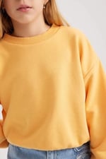 DeFacto Kız Çocuk Regular Fit Bisiklet Yaka Sweatshirt