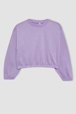 DeFacto Kız Çocuk Regular Fit Bisiklet Yaka Sweatshirt