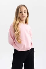 DeFacto Kız Çocuk Regular Fit Bisiklet Yaka Sweatshirt