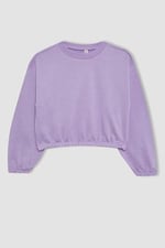 DeFacto Kız Çocuk Regular Fit Bisiklet Yaka Sweatshirt