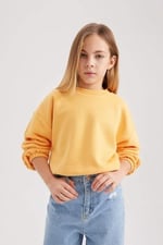 DeFacto Kız Çocuk Regular Fit Bisiklet Yaka Sweatshirt