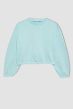 DeFacto Kız Çocuk Regular Fit Bisiklet Yaka Sweatshirt