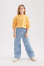 DeFacto Kız Çocuk Regular Fit Bisiklet Yaka Sweatshirt
