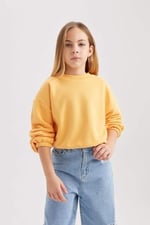 DeFacto Kız Çocuk Regular Fit Bisiklet Yaka Sweatshirt