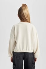 DeFacto Kız Çocuk Regular Fit Bisiklet Yaka Sweatshirt