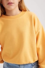 DeFacto Kız Çocuk Regular Fit Bisiklet Yaka Sweatshirt