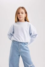 DeFacto Kız Çocuk Regular Fit Bisiklet Yaka Sweatshirt