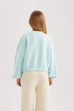 DeFacto Kız Çocuk Regular Fit Bisiklet Yaka Sweatshirt