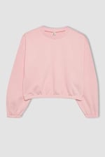 DeFacto Kız Çocuk Regular Fit Bisiklet Yaka Sweatshirt