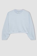 DeFacto Kız Çocuk Regular Fit Bisiklet Yaka Sweatshirt