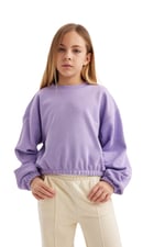 DeFacto Kız Çocuk Regular Fit Bisiklet Yaka Sweatshirt