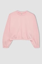 DeFacto Kız Çocuk Regular Fit Bisiklet Yaka Sweatshirt