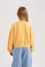 DeFacto Kız Çocuk Regular Fit Bisiklet Yaka Sweatshirt
