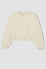 DeFacto Kız Çocuk Regular Fit Bisiklet Yaka Sweatshirt