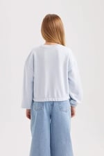 DeFacto Kız Çocuk Regular Fit Bisiklet Yaka Sweatshirt
