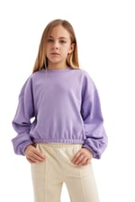 DeFacto Kız Çocuk Regular Fit Bisiklet Yaka Sweatshirt