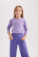 DeFacto Kız Çocuk Regular Fit Bisiklet Yaka Uzun Kollu Tişört