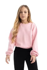 DeFacto Kız Çocuk Regular Fit Bisiklet Yaka Sweatshirt
