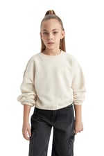 DeFacto Kız Çocuk Regular Fit Bisiklet Yaka Sweatshirt