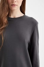 DeFacto Regular Fit Bisiklet Yaka Kzak Tunik Antrasit 3XL