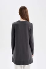 DeFacto Regular Fit Bisiklet Yaka Kzak Tunik Antrasit 3XL