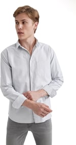 DeFacto Regular Fit Oxford Uzun Kollu Gömlek Gri XS