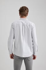 DeFacto Regular Fit Oxford Uzun Kollu Gömlek Gri XS