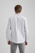 DeFacto Regular Fit Oxford Uzun Kollu Gömlek Gri XS