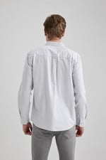 DeFacto Regular Fit Oxford Uzun Kollu Gömlek Gri XS