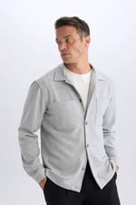 DeFacto Regular Fit Polo Yaka Gömlek Ceket, 2XL, D7243AX25SP, Gri-GR370, Erkek
