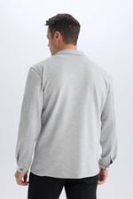 DeFacto Regular Fit Polo Yaka Gömlek Ceket, 2XL, D7243AX25SP, Gri-GR370, Erkek