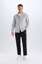 DeFacto Regular Fit Polo Yaka Gömlek Ceket, 2XL, D7243AX25SP, Gri-GR370, Erkek