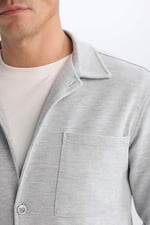 DeFacto Regular Fit Polo Yaka Gömlek Ceket, 2XL, D7243AX25SP, Gri-GR370, Erkek