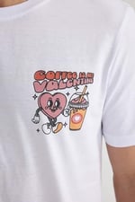 DeFacto Sevgililer Günü Unisex Kısa Kollu T-Shirt Üniseks Yetişkin Beyaz