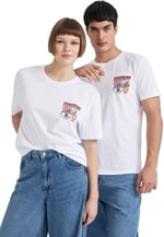 DeFacto Sevgililer Günü Unisex Kısa Kollu T-Shirt Üniseks Yetişkin Beyaz