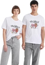 DeFacto Sevgililer Günü Unisex Kısa Kollu T-Shirt Üniseks Yetişkin Beyaz