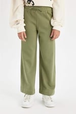 DeFacto Siyah Wide Leg Geniş Bol Paça Beli Lastikli Basic Düz Eşofman Altı Kız Çocuk