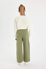 DeFacto Siyah Wide Leg Geniş Bol Paça Beli Lastikli Basic Düz Eşofman Altı Kız Çocuk