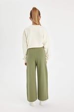 DeFacto Siyah Wide Leg Geniş Bol Paça Beli Lastikli Basic Düz Eşofman Altı Kız Çocuk