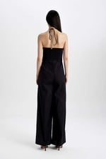 DeFacto Straplez Poplin Geniş Paça Uzun Tulum, 40, Straplez Poplin Geniş Paça Uzun Tulum, Siyah-BK81, Kadın