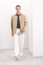 DeFacto%100 Pamuk Regular Fit Düğmeli Basic Düz Gabardin Uzun Kollu Gömlek, L, A5383AX24AU, Bej-BG801, Erkek