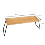 Dekoratif Mutfak Banyo Rafı, Bambu ve Metal, 36x12x15 cm, Düzenleyici Raf Sunum Standı Dekoratif Mutfak Standı