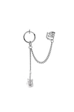 Deliksiz Sıkıştırmalı Zincirli Küpe, gümüş, 0.8 mm