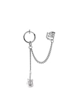 Deliksiz Sıkıştırmalı Zincirli Küpe, gümüş, 0.8 mm