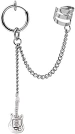 Deliksiz Sıkıştırmalı Zincirli Küpe, gümüş, 0.8 mm